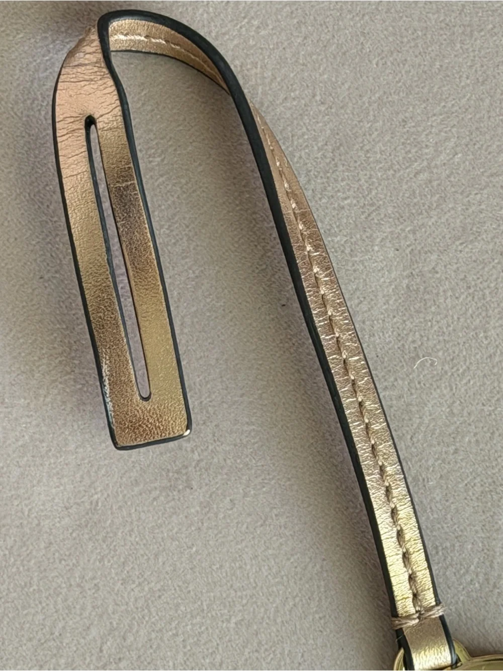 Michael Kors Gold MK Circle Logo Bag Charm w/ Light Gold Strap